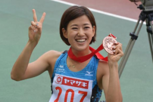 陸上競技選手権大会女子三段跳で喜田選手（ミライト・テクノロジーズ）3位
